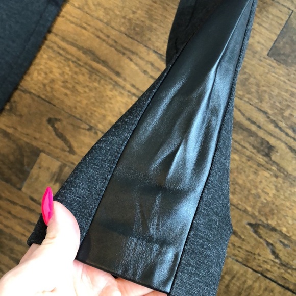 J Crew Charcoal Black Leather Stripe Ankle Crop Stretch Gigi Pant - Picture 3 of 5